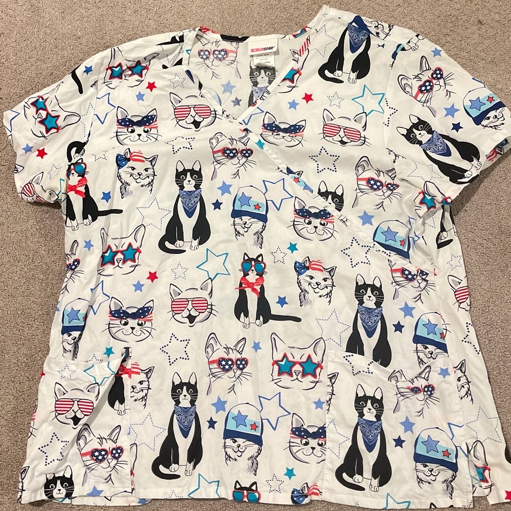 ScrubStar Independence Day Scrub Top 2XL